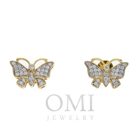 10K GOLD ROUND DIAMOND BUTTERFLY EARRINGS 0.29 CTW