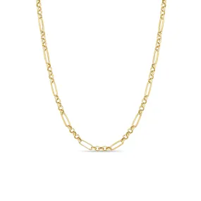 14k Gold Medium Paperclip Rolo Chain Necklace