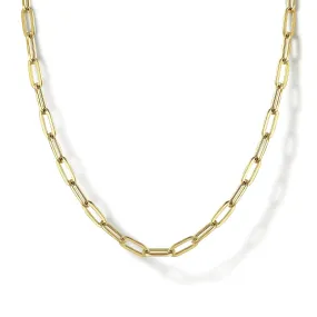 14K Y Gold 17 Hollow Paperclip Chain Necklace