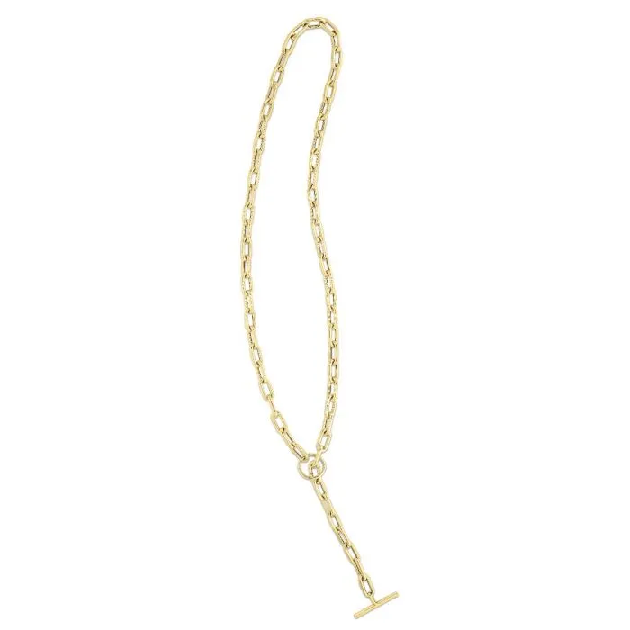 14K Yellow Gold Paperclip Toggle Necklace - 18.5"