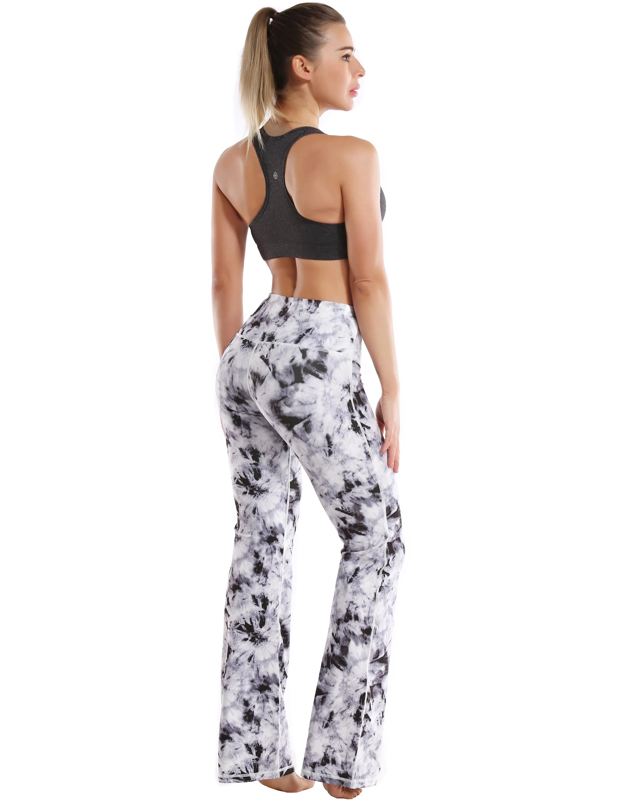 29" 31" 33" 35" 37" High Waist Printed Bootcut Leggings Black Dandelion