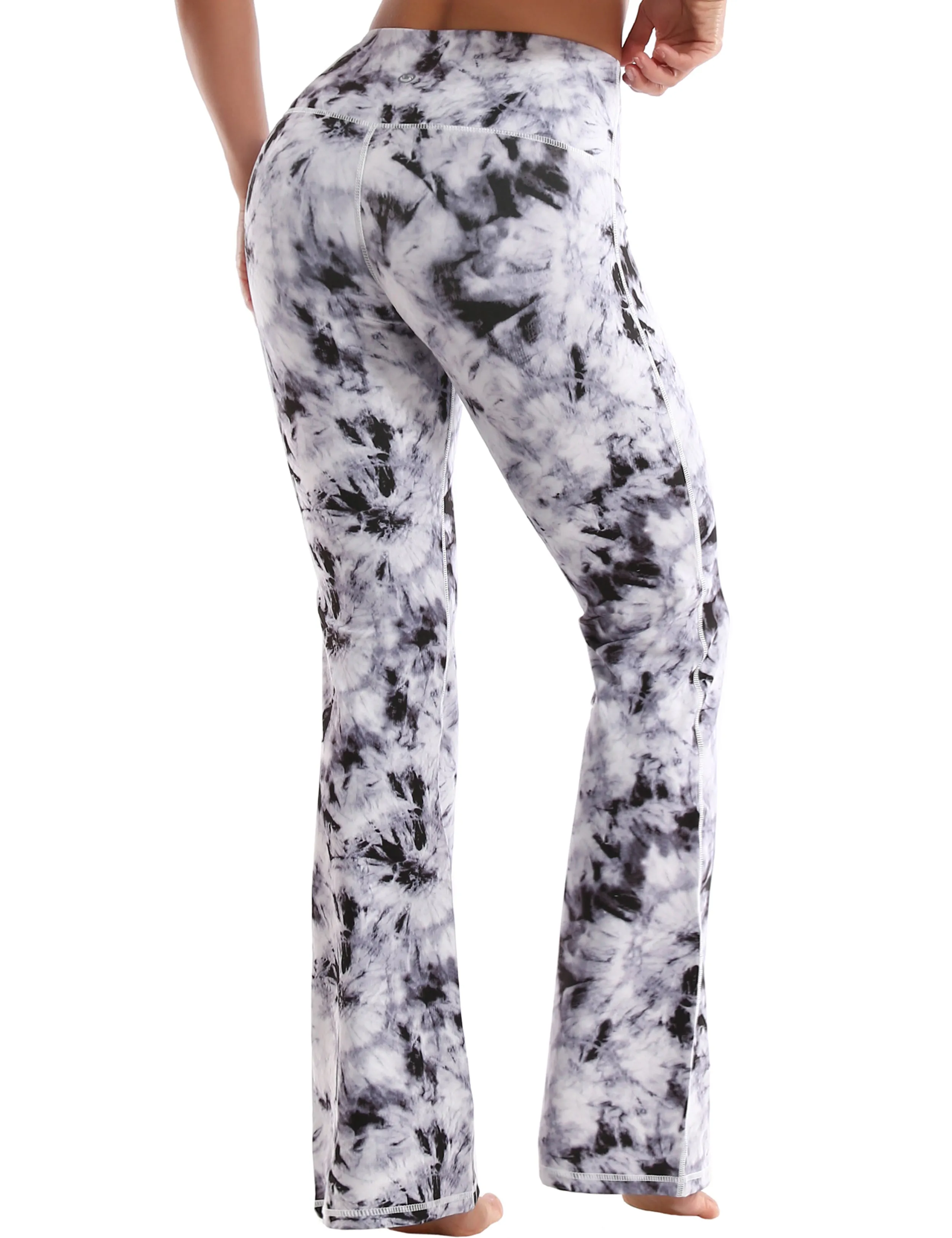 29" 31" 33" 35" 37" High Waist Printed Bootcut Leggings Black Dandelion