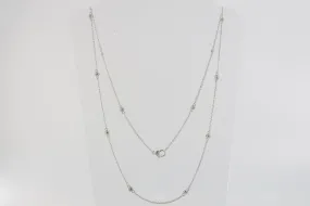 36" Judith Ripka 925 Silver 0.40tcw Yellow Stone Long Station Necklace (16.34g.)