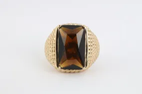 925 Gold Plated Silver 26.20tcw Smoky Topaz Ring Size 10.25 (13.03g.)