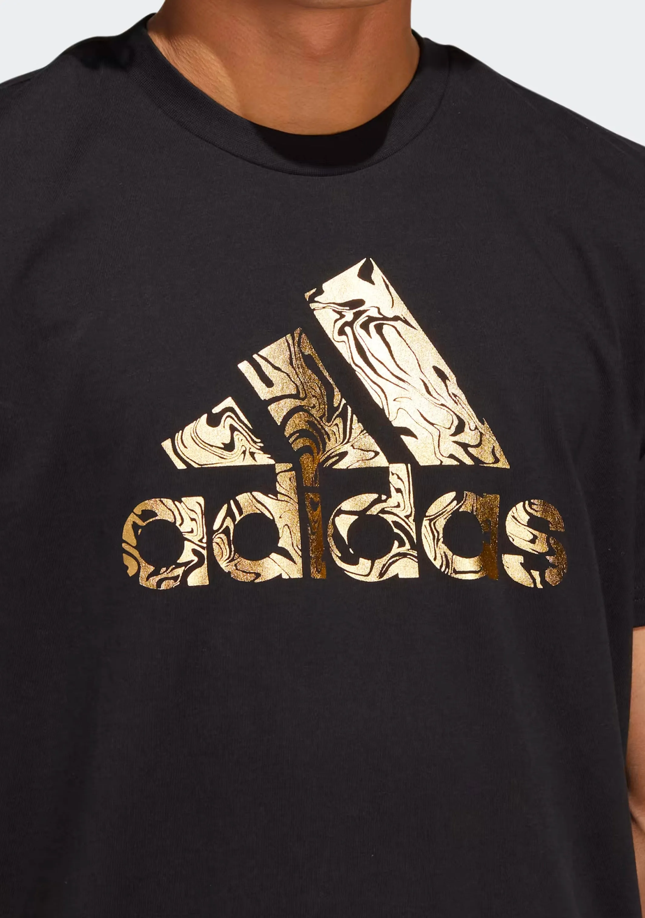 Adidas Mens Liquid Foil Badge of Sport Graphic Tee Black <br> HK9157