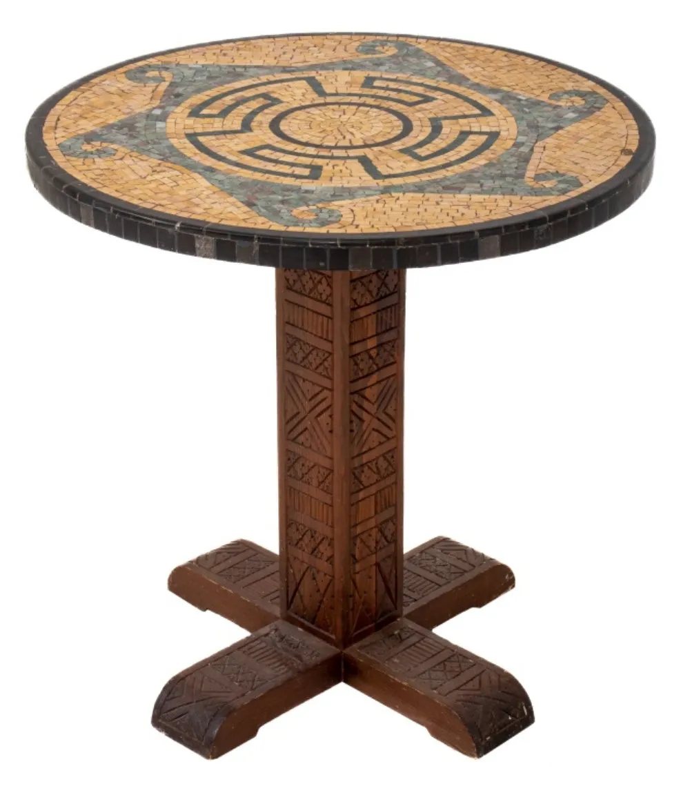 Aztec Modern Mosaic Pedestal Table