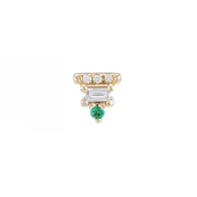 Baguette Bar Emerald Stud (Single)