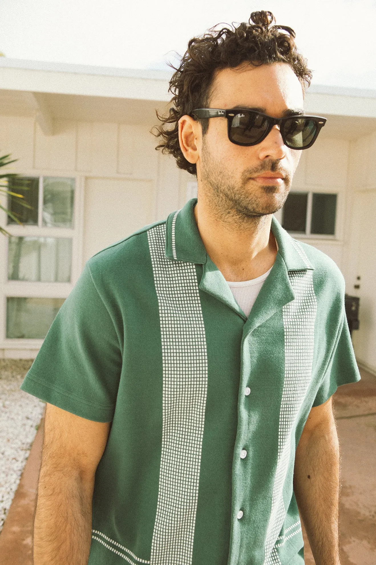 Bunker Jacquard S/S Camp Collar Woven Shirt - Trekking Green