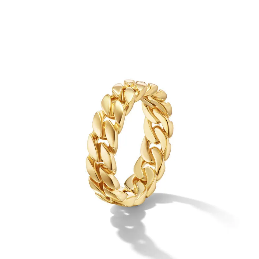 David Yurman Gents Curb Chain Band Ring in 18K Yellow Gold, 6mm