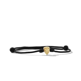 David Yurman St. Michael Black Cord Bracelet with 18K Yellow Gold