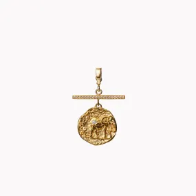 Elefante Small Diamond Coin Charm with Pave Diamond Bar