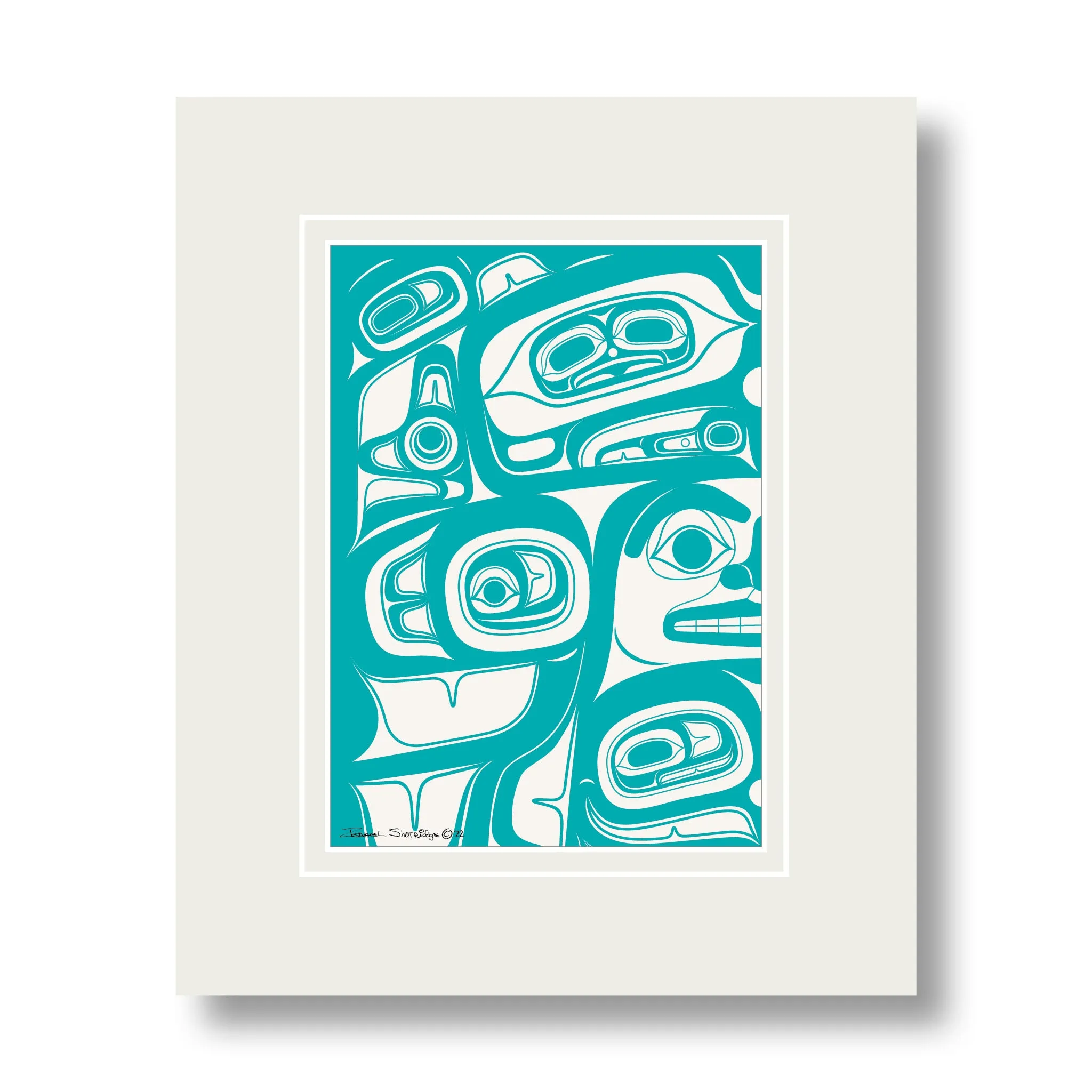 Formline #5 - Teal & White - Formline Art Cards