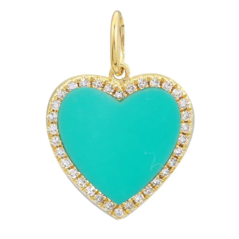 Gemstone Center Heart Charm