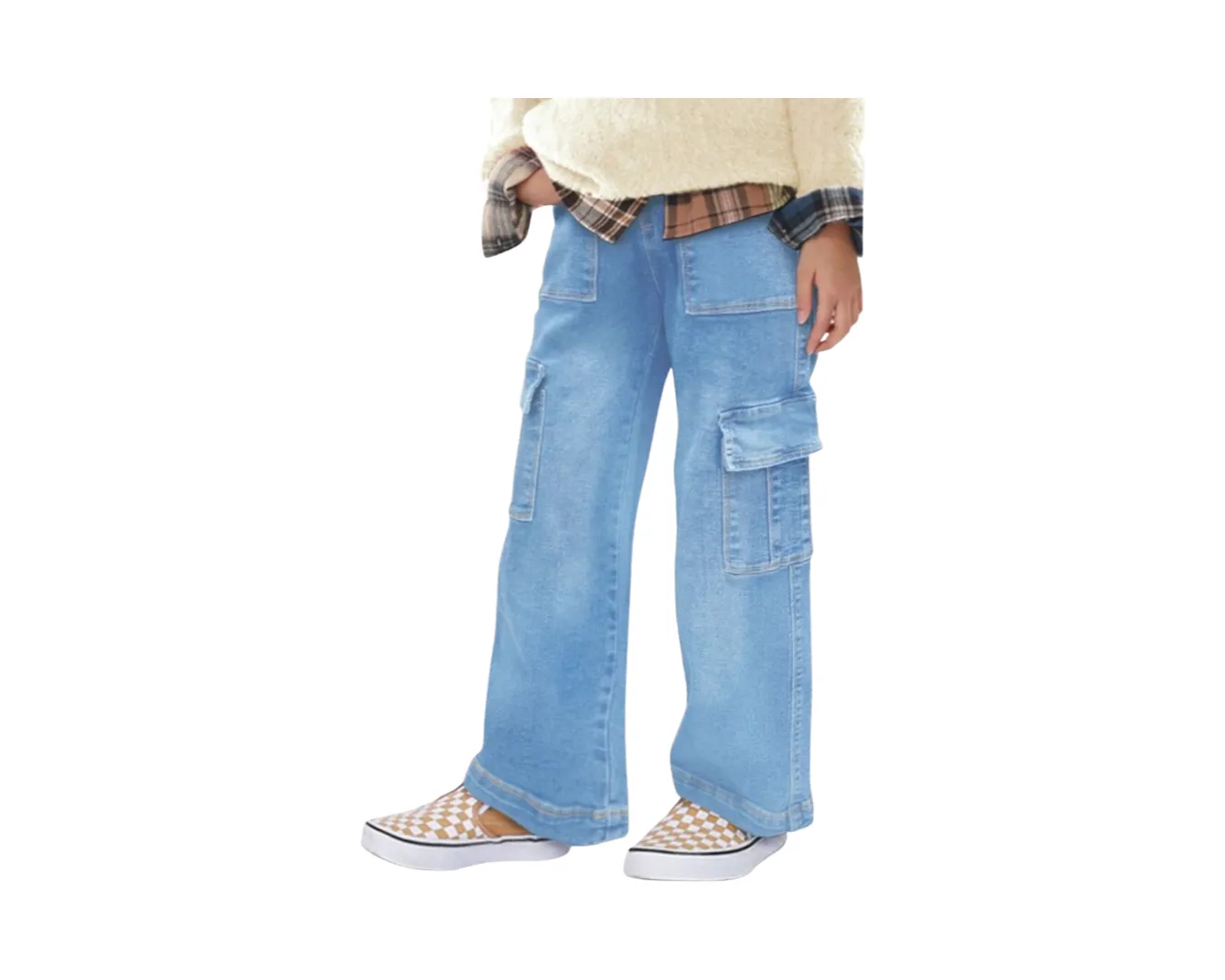 GIRLS CARGO POCKET DENIM JEANS