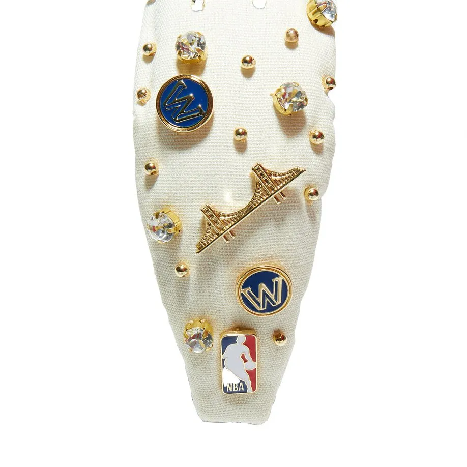 IVORY GOLDEN STATE WARRIORS EMBELLISHED KNOTTED HEADBAND