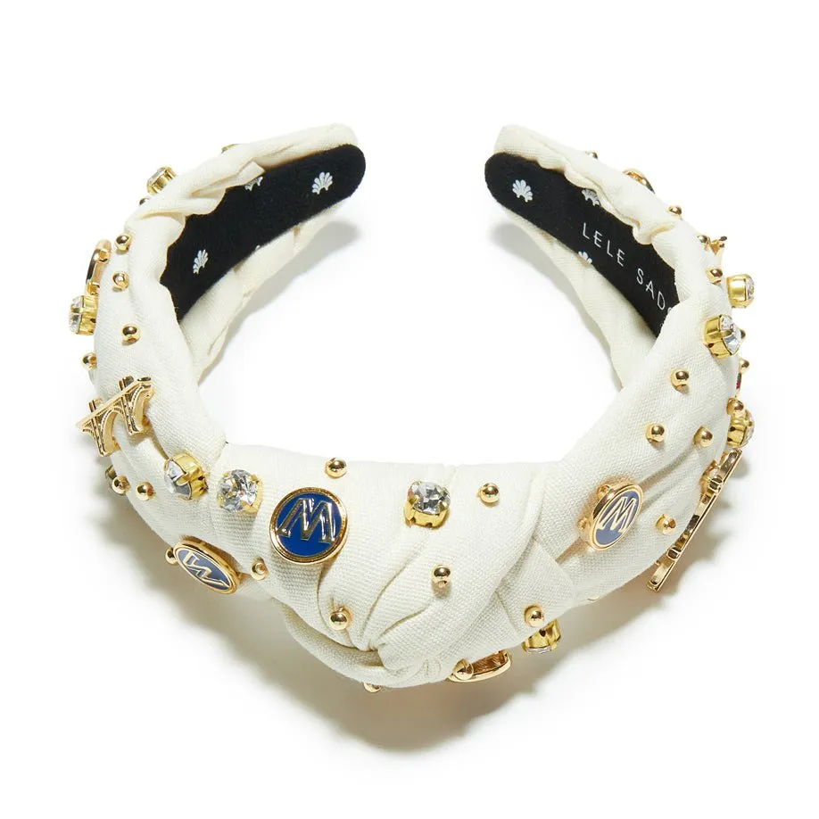 IVORY GOLDEN STATE WARRIORS EMBELLISHED KNOTTED HEADBAND