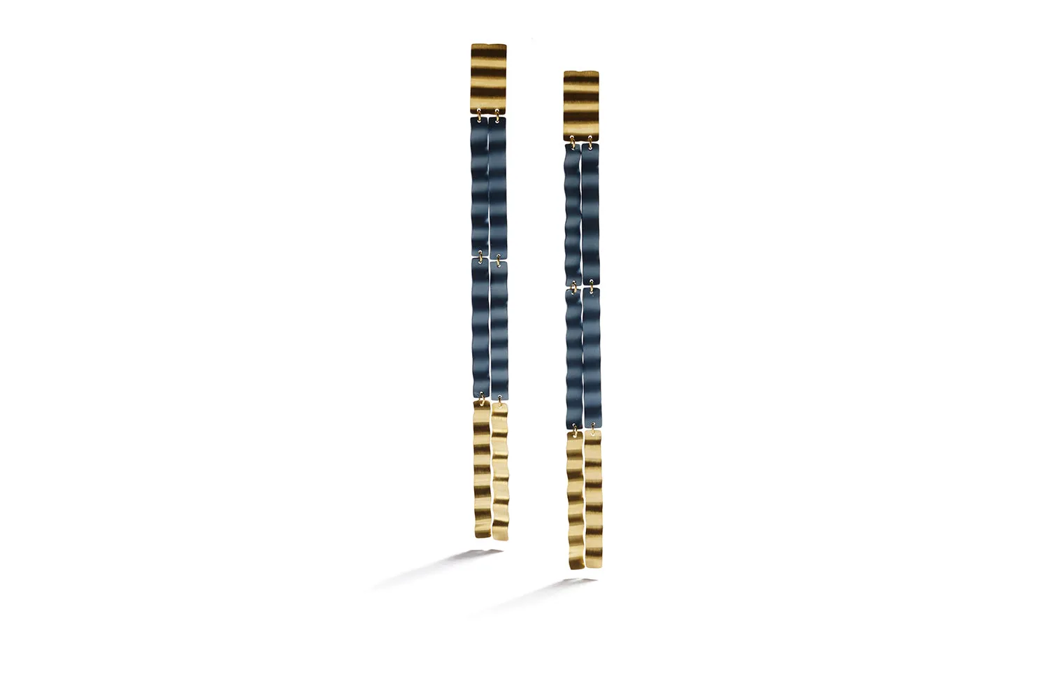 Long Double Banded Gold & Titanium Aigua Earrings