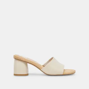 MINNY RAFFIA HEELS IVORY LEATHER