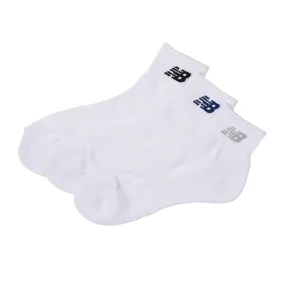 NEW BALANCE LOGO ANKLE SOCKS 3 PAIRS WHITE