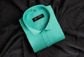 Peacock Green Color Casa View Linen Shirt For Men's