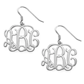 Personalized Sterling Silver Medium Filigree Earrings