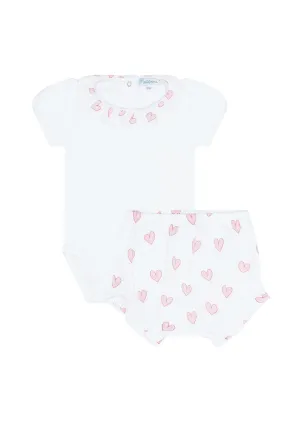 Pink Heart Print Onesie Set