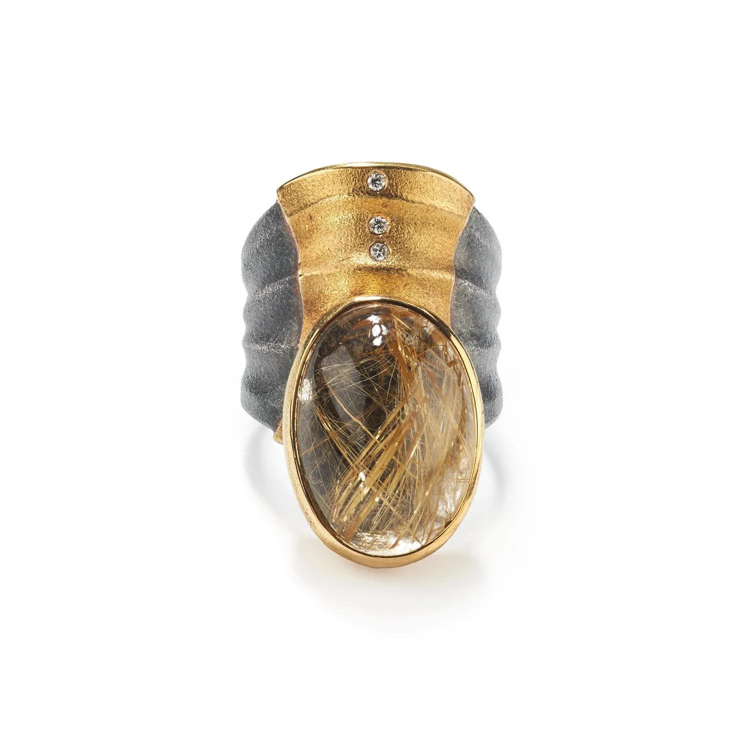 Rutilated Quartz Ripple Ring