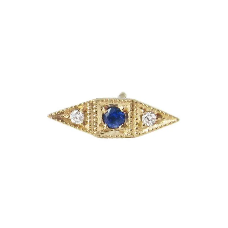 Sapphire Deco Point Long Stud (Single)