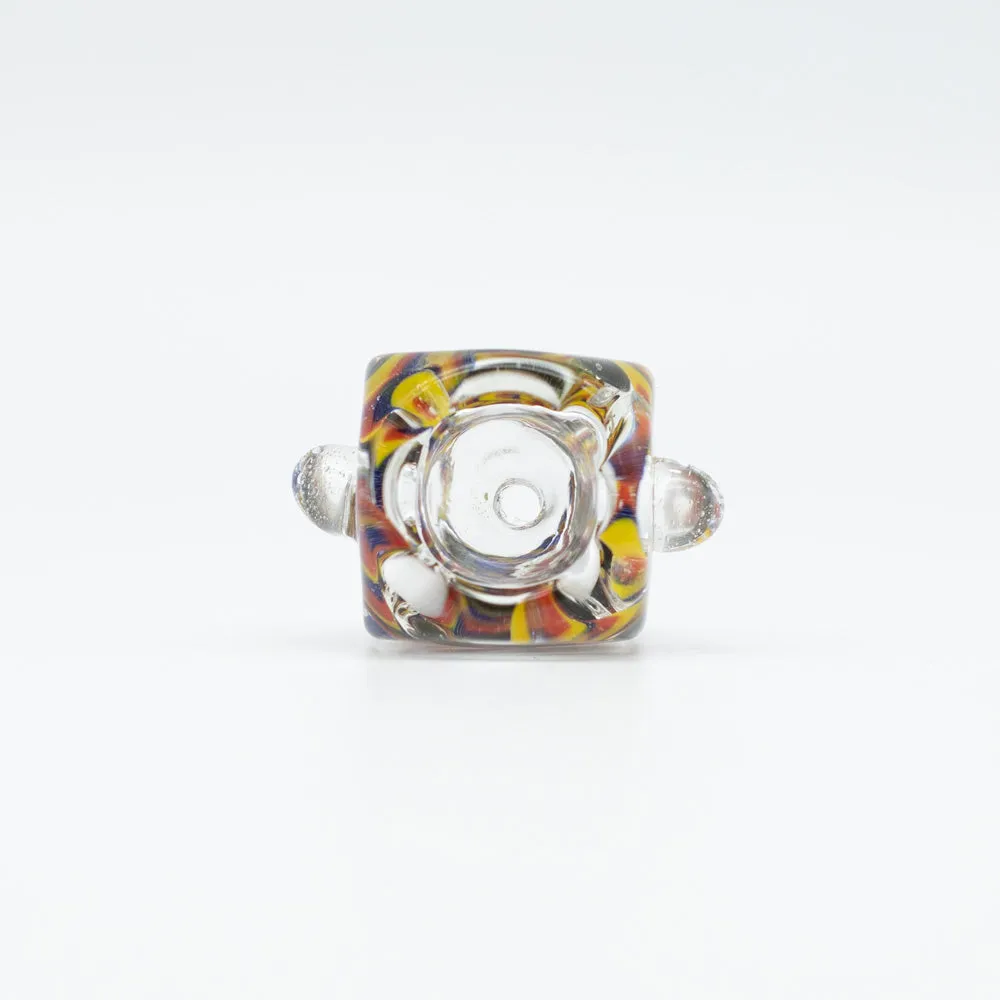 Square Swirls Glass Cone - Red, Blue & Yellow