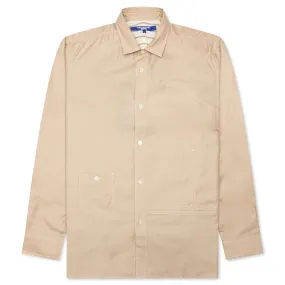 Two Tone Button Up Shirt - Beige